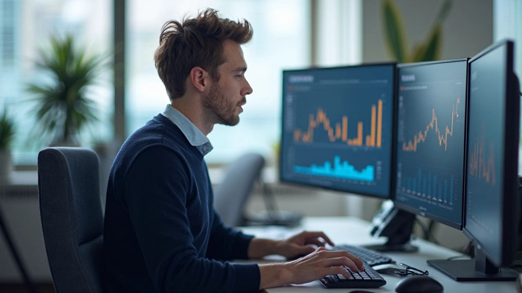Analyticus analyseert webstatistieken op grote monitor met conversiegegevens en heatmaps