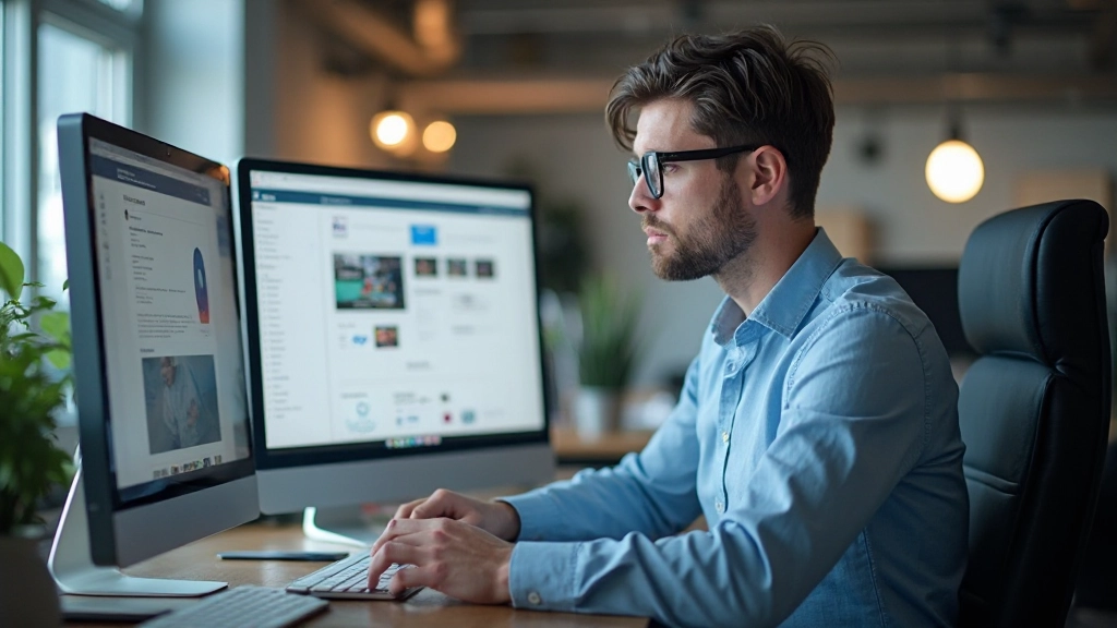 Designer werkt aan een webinterface met focus op gebruikerservaring en conversieoptimalisatie