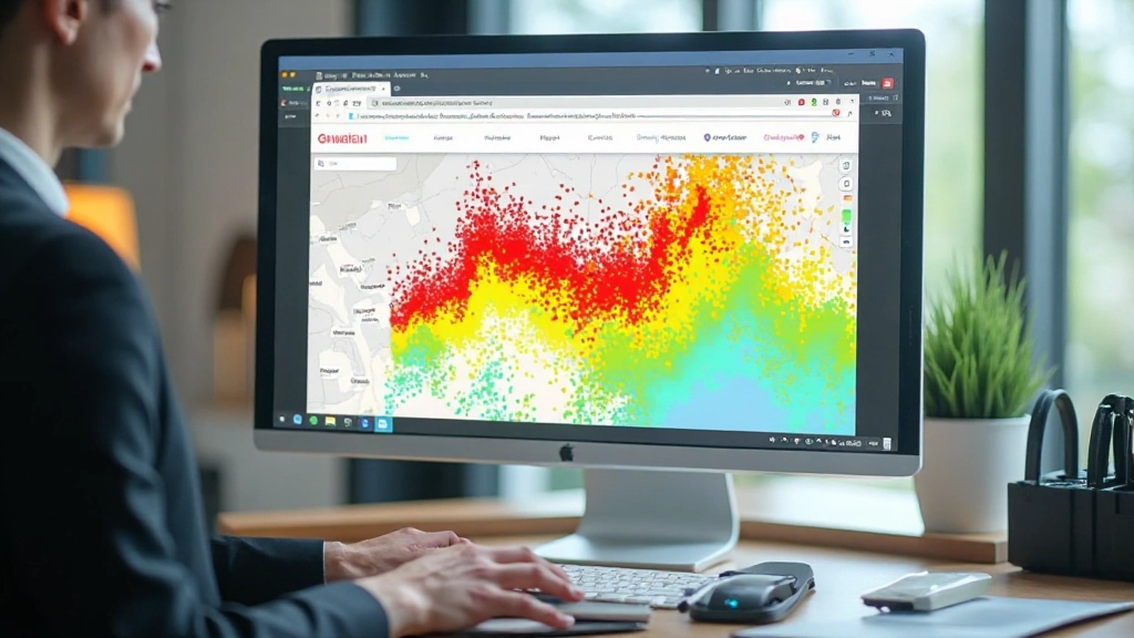 Heatmap-visualisatie toont rode en groene gebieden op een webpagina, waarbij rode zones aangeven waar veel bezoekers klikken